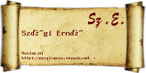 Szögi Ernő névjegykártya